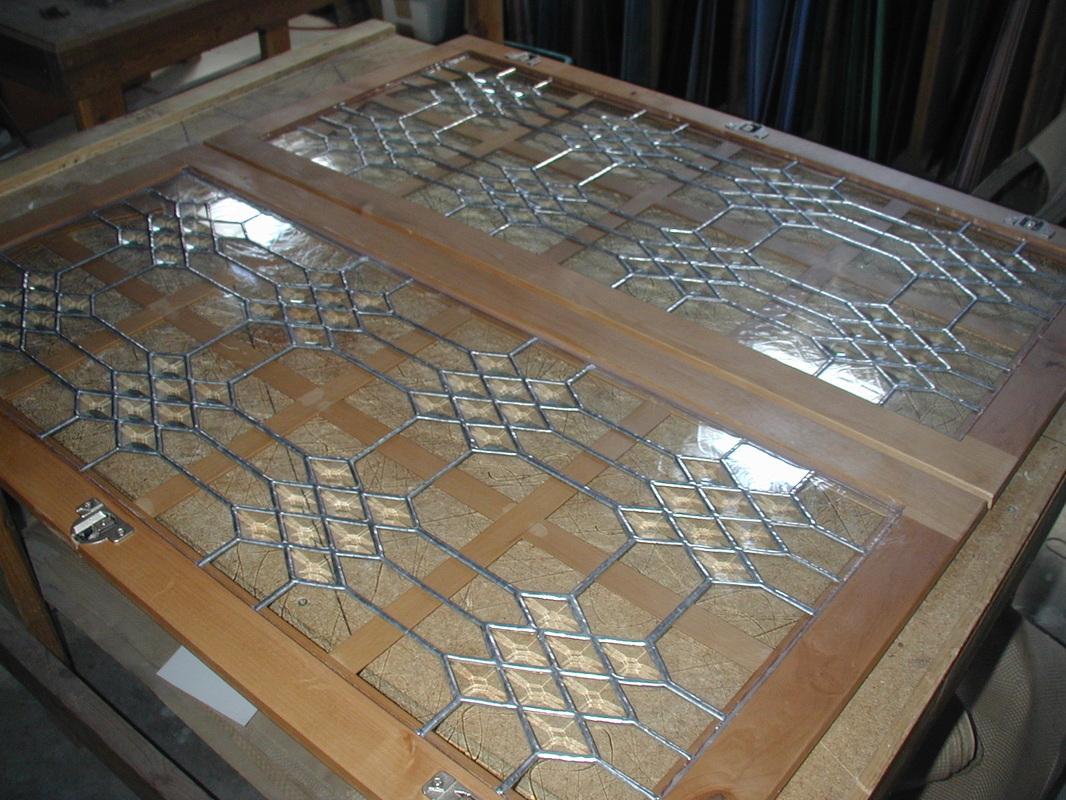 Picture of 2 Beveled Stained Glass Cabinet Doors