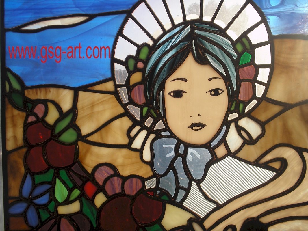 Picture Of Part View Of Pioneer Stained Glass Art Panel